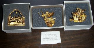 1999 & 2000 Danbury Annual Gold Christmas Ornaments Millennium Angel - Ark