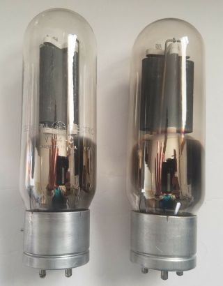 Two (2) Vintage Ge 3 - Element Vt - 4c 211 Transmitting Vacuum Tubes From 1940 