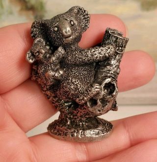 Koala Bear Figurine Mom Baby 2 " Collectible Paperweight Animal Marked