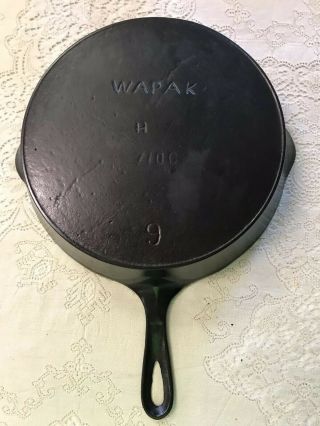 Restored Wapak 9 Cast Iron Skillet With Ghost Mark Erie 710c