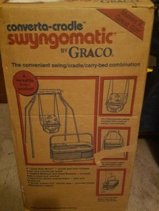 Vintage Graco Swyngomatic Wind Up Hand Crank Baby Swing Converta - Cradle 1970’s