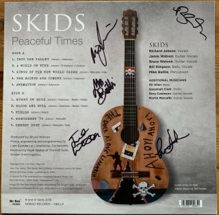 THE SKIDS PEACEFUL TIMES HAND SIGNED AUTOGRAPH LIMITED WHITE VINYL LP ALBUM 3