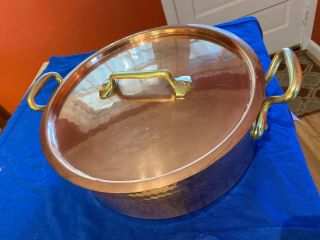 Large 12 - 1/2” Copper Braiser Stew Pot W/ Lid Made In France Chef Bridge Company