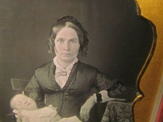 Mother With Intense Stare Holding A Sleeping Or Post Mortem Child Daguerreotype