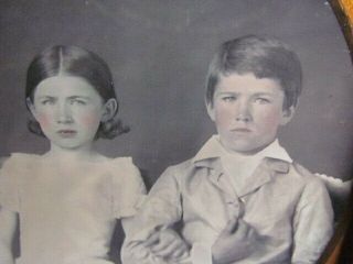 Young Brother & Sister With Coloring Added Daguerreotype Photograph