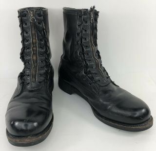 Vintage 1963 Addison Shoe Vietnam Black Leather Combat Military Boots 11.  5 D