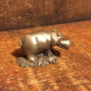 Vintage 1977 Hallmark Little Gallery Pewter Animal Figurine Hippo Hippopotamus