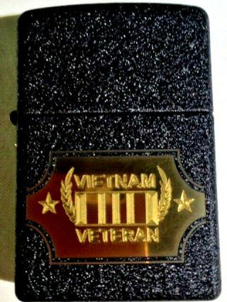 Zippo Lighter Black Crackle 28875 Vietnam War Veteran