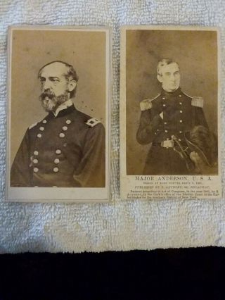 2 Orginal Cdv Civil War Photos,  General George Meade And General Major Anderson