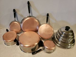 Revere Ware Copper Bottom 12 Piece Cookware Set Skillets,  Sauce Pans,  5 -