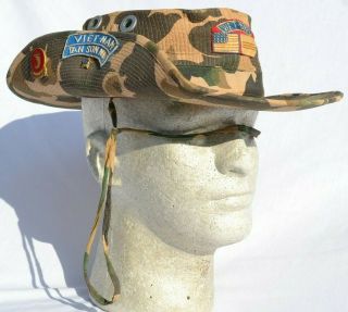 Us Vietnam Special Forces " Duck Hunter " Camo Boonie Hat Nam War Patch