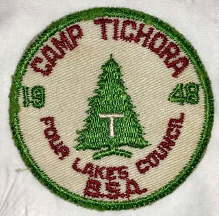 Vintage Boy Scout Bsa Four Lakes Council Camp Tichora 1948 Patch