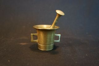 Old Vtg Brass Mortar And Pestle Pharmacy Apothecary Medicine 1 3/4 " Tall