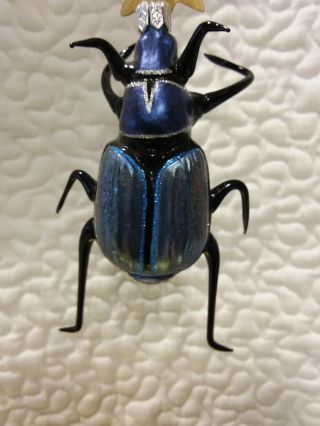 Slavic Treasures Ornament Glass Way Out Bugs Series Beetle Bug Black Blue