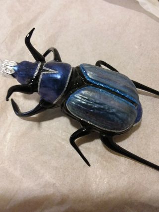 Slavic Treasures Ornament Glass Way Out Bugs Series Beetle Bug Black Blue 2