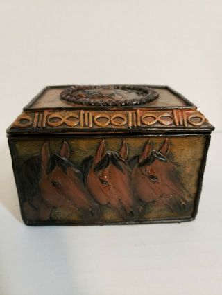 Handcarved Horse Trinket Box Resin/ceramic