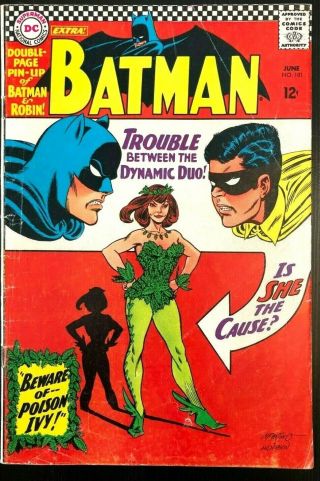 W Pin Up Batman Issue 181 181 Dc Detective Comics First Poison Ivy 1966 With