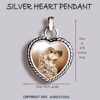 Cocker Spaniel Dog Blonde - Ornate Heart Pendant Tibetan Silver