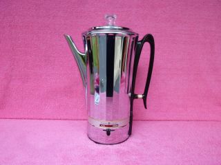 Vtg 1960s General Electric Deluxe Permatel Stainless Percolator Coffee Pot Maker
