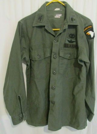 Vietnam Era 1971 Airborne Patch Medic Patches Us Army Shirt Sz 15 1/2 X 33