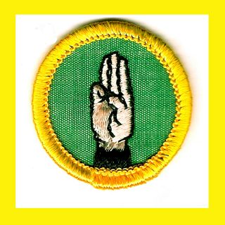 Language Cadette Girl Scout Salute Badge Patch 1963 - 1979 Multi=1 Ship Chrg