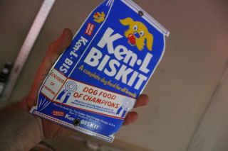 Ken - L Biskit Dog Food Champions Porcelain Metal Sign Gas Oil Animal Vet Rx Farm