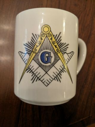 Vintage Freemason Masonic Mug Square & Compass Symbol Ceramic