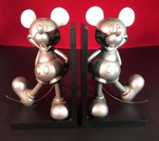 Extremely Rare Walt Disney Mickey Mouse Classic Tin Colored Statue Bookends Set