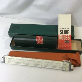Vintage Keuffel & Esser Slide Rule 4070 - 3 With Leather Case Made In Usa