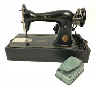 Vintage Singer Sewing Machine Heavy Duty Foot Pedal Box Case Model 66 1928