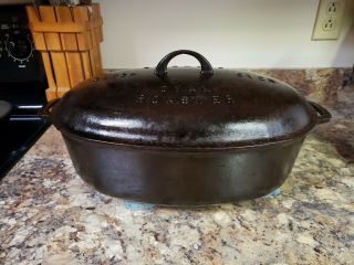 Vintage Griswold No.  7 Cast Iron Oval Dutch Oven Roaster With Lid