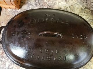 VINTAGE GRISWOLD No.  7 CAST IRON OVAL DUTCH OVEN ROASTER WITH LID 2