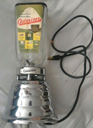 Vintage Osterizer Model 10 Chrome Blender With Jar And Lid,  Near.
