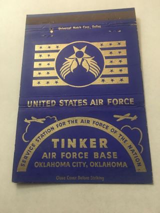 Vintage Matchbook Cover Matchcover Us Tinker Air Force Base Oklahoma City Ok