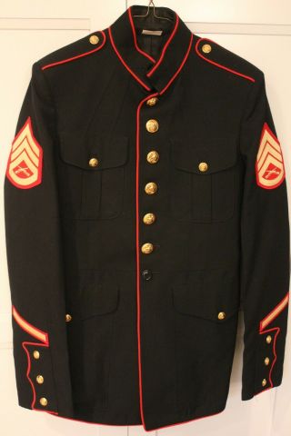 Usmc Us Marine Corps Enlisted Dress Blues Coat Jacket Men 40l Fast