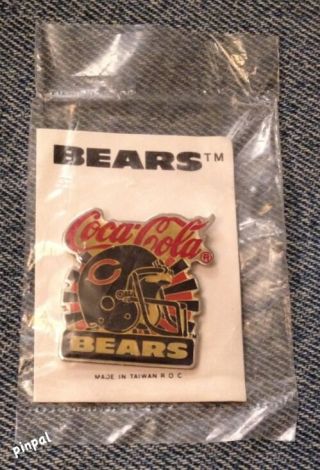 Chicago Bears Pin NFL Football 80 ' s vintage Coca Cola Coke NOS Old Stock 3
