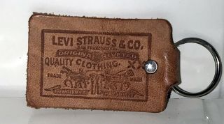 Nos One Vintage Key Chain Fob Leather Levi Strauss Co Tag Jeans