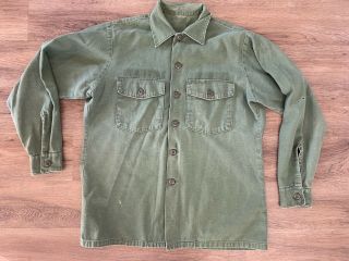 Vintage Us Vietnam Era Og 107 Fatigue Shirt Cotton Sateen Us Army 1971 15.  5 X 35