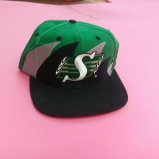 Vintage 90s Saskatchewan Roughriders Sharktooth Logo Athletic 7 Snapback Hat Cfl