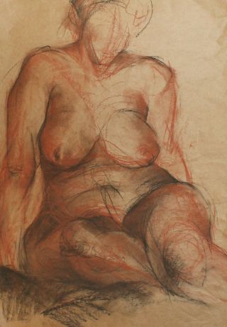 Vintage French Avant Garde Nude Portrait Pastel Painting Signed F.  Picabia