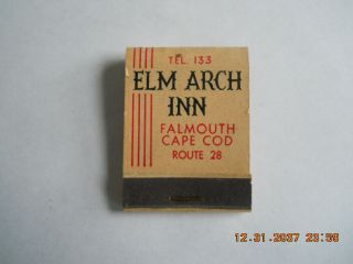 Old " Feature " Matchbook Of The Elm Arch Inn - Falmouth,  Cape Cod,  Mass.