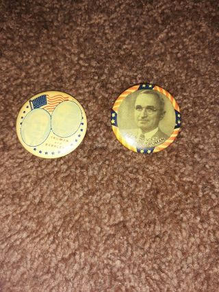 Vintage For President Harry S.  Truman Picture Pinback Button Pin Barkely Pin 2