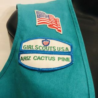 Girl Scout Green Vest Green Arizona Troop with patches Made In USA Cotton Blend 2