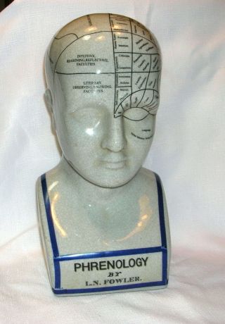 Porcelain Phrenology Head Bust Scientific Study L.  N.  Fowler Ludgate Circus Vint
