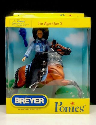 Breyer Ponies Cowboy Horse And Rider Set 720029 Nib