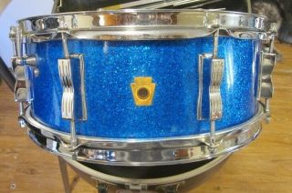 " Vintage 1960s Ludwig Jazz Festival Snare Drum Blue Sparkle Stunning No - Reserve "