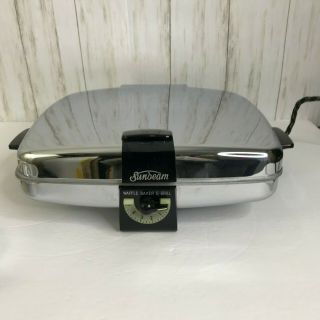 Vintage Sunbeam Waffle Baker & Grill Cg Flat Plates Radiant Control Maker Mcm