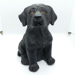 Labrador Lab Black Puppy Dog Figurine Statue Sitting Cute Sad Resin 6.  25 " H