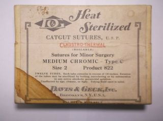 Vintage Davis & Geck Catgut Sutures Sz2 Medical Oddity