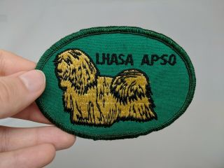 Lhasa Apso Dog Animal Sew On Jacket Shirt Vest Patch Trainer Owner Vtg